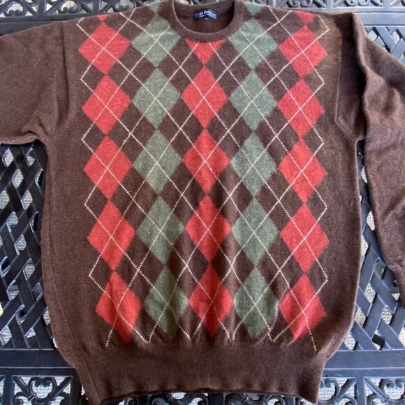 100% Cashmere - Clan Douglas - Scotland - LUXURY - Argyle Crew Neck Sweater - XL - Picture 6 of 8